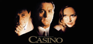 In early-1970s Las Vegas, low-level mobster Sam "Ace" Rothstein (Robert De Niro) gets tapped by his bosses to head the Tangiers Casino. At first, he's a great success in the job, but over the years, problems with his loose-cannon enforcer Nicky Santoro (Joe Pesci), his ex-hustler wife Ginger (Sharon Stone), her con-artist ex Lester Diamond (James Woods) and a handful of corrupt politicians put Sam in ever-increasing danger. Martin Scorsese directs this adaptation of Nicholas Pileggi's book.