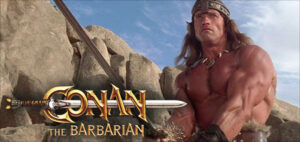 Orphaned boy Conan (Arnold Schwarzenegger) is enslaved after his village is destroyed by the forces of vicious necromancer Thulsa Doom (James Earl Jones), and is compelled to push "The Wheel of Pain" for many years. Once he reaches adulthood, Conan sets off across the prehistoric landscape of the Hyborian Age in search of the man who killed his family and stole his father's sword. With beautiful warrior Valeria (Sandahl Bergman) and archer Subotai (Gerry Lopez), he faces a supernatural evil.