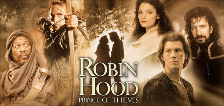 Nobleman crusader Robin of Locksley (Kevin Costner) breaks out of a Jerusalem prison with the help of Moorish fellow prisoner Azeem (Morgan Freeman) and travels back home to England. But upon arrival he discovers his dead father in the ruins of his family estate, killed by the vicious sheriff of Nottingham (Alan Rickman). Robin and Azeem join forces with outlaws Little John (Nick Brimble) and Will Scarlett (Christian Slater) to save the kingdom from the sheriff's villainy.